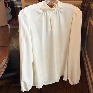 Ann Taylor Cream Blouse with Keyhole Neckline